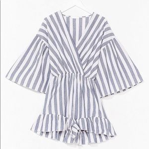 Nasty Gal Linen stripe romper